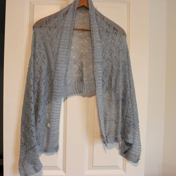 Light Blue and Silver convertible scarf/wrap - Picture 1 of 5